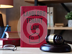 Landlord-Tenant Law is shown using the text and photo of court gavel