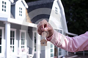 Landlord unlocks the house key for new home