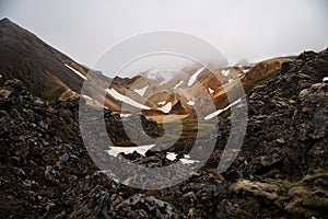 Landmannalaugar in cloudy day ,Iceland Summer.