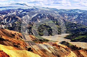 Landmannalaugar colorful mountains landscape view photo