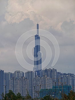 Landmark 81 and big High-rise tower blocks look over HCMC Vietnam