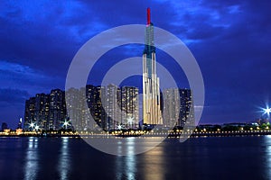 Landmark 81 Tower, The Highest Skyscraper in Saigon in The Evening