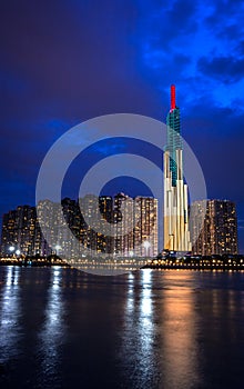 Landmark 81 Tower, The Highest Skyscraper in Saigon, Vietnam by Night