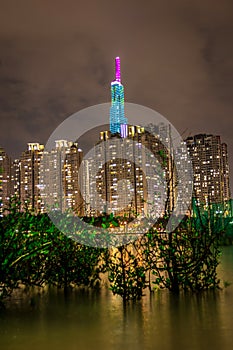 Landmark 81 Tower, The Highest Skyscraper in Saigon, Vietnam by Night