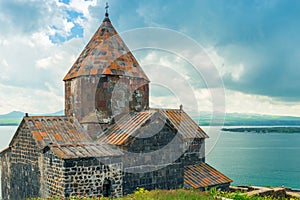 landmark of Armenia and the city of Sevan Sevanavank monastery on the lake