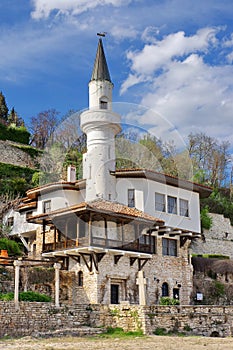 Landmark attraction in Bulgaria. Balchik Palace with the famous minaret