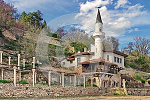 Landmark attraction in Bulgaria. Balchik Palace with the famous minaret