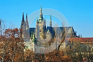 Landmark attraction in Prague. Catholic Saint Vitus Cathedral - Czech Republic
