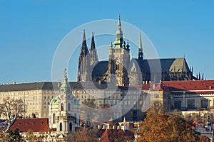 Landmark attraction in Prague: Catholic Saint Vitus Cathedral and Prague Castle - Czech Republic