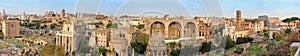 Landmark attraction in Rome: Roman Forum. Panoramic view over Rome, Italy