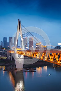 Landmark bridge of Chongqing China cityscape night time