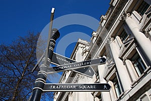 Landmark direction signs in London, UK