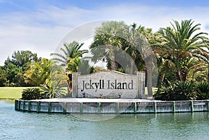 The landmark entrance sign to Jekyll Island, Georgia.