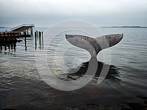 Landmark of Fabborg in Denmark - The whale tale in the ferry port