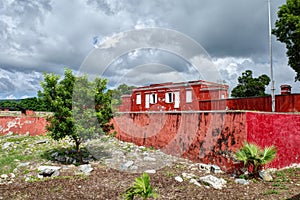 Landmark Fort Frederik With Red Masonry Walls and Building in Fredericksted, St. Croix