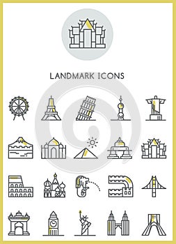Landmark icons set