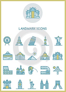 Landmark icons set design