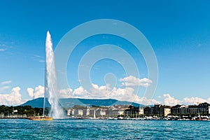 The landmark Jet d'Eau of Geneva, Switzerland