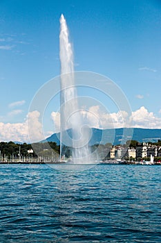 The landmark Jet d'Eau of Geneva, Switzerland