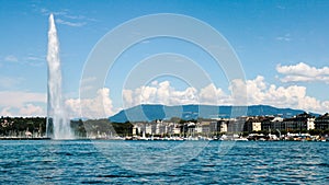 The landmark Jet d'Eau of Geneva, Switzerland