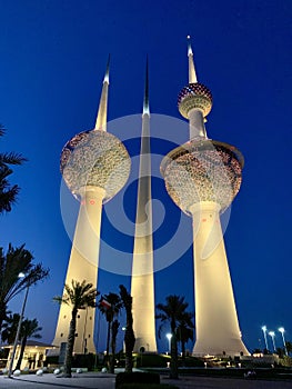 Landmark of Kuwait City. Kuwait towers (revolving tower) is one of the few attractions in Kuwait.