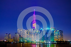 ` Landmark81`Landmark 81 is a super-tall skyscraper currently under construction in Ho Chi Minh City, Vietnam.Night City scape in photo