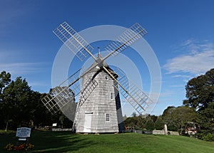 Landmark Old Hook windmill at East Hampton in Long Island