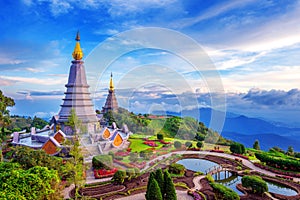 Landmark pagoda in doi Inthanon national park at Chiang mai.