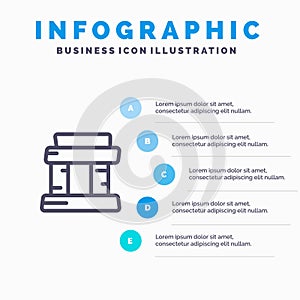 Landmark, Paris, Tower Line icon with 5 steps presentation infographics Background