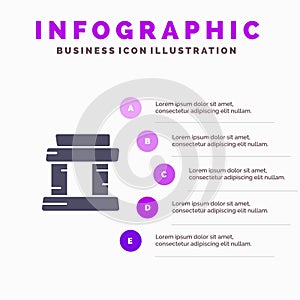 Landmark, Paris, Tower Solid Icon Infographics 5 Steps Presentation Background