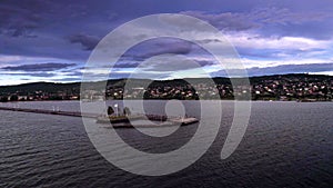 Landmark pier LÃ¥ngbryggan at Lake Siljan in RÃ¤ttvik Dalarna photo