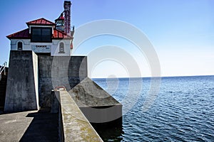 Landmark red roof lighthouse in Duluth, Minnesota