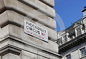 Landmark sign of picadilly circus in london photo