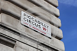 Landmark sign of picadilly circus in london photo