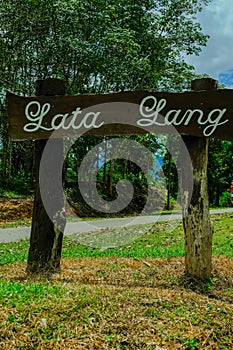 Landmark sign of tourist attraction at Lata Lang, Damak, Pahang, Malaysia