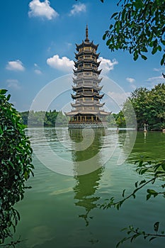 Landmark Sun pagoda in Guilin, China