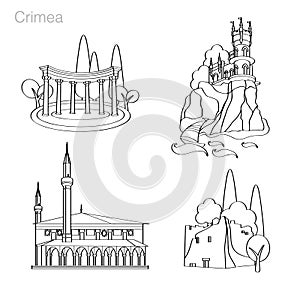 Landmarks of Crimea. Set of icons