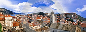 Landmarks of Croatia - beautiful Dubrovnik town, popular tourist and cruise destination in Europe photo