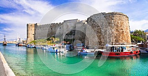Landmarks of Cyprus - medieval castle and port in in Kyrenia, turkish part of island