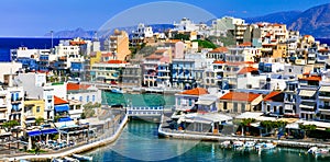 Landmarks of Greece - beautiful town Agios Nikolaos in Crete isl photo
