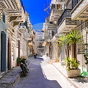 Landmarks of Greece - unique traditional village Pyrgi in Chios island with ornamental houses