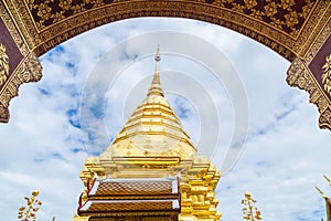 Landmarks, important tourist attractions in Chiang Mai, Phra That Doi Suthep, large golden pagoda, Thailand