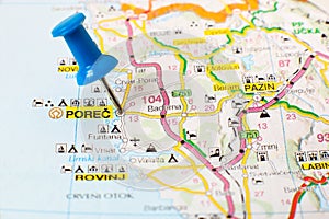 Landmarks on map of Croatia: Porech