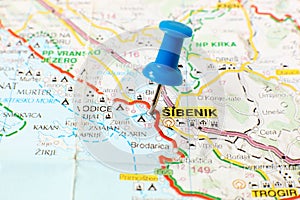 Landmarks on map of Croatia: Sibenik