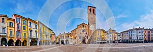 Landmarks of Piazza della Vittoria, Lodi, Italy