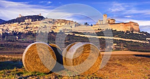 Landmarks and religious monuments of Italy - beautiful medieval town Assisi in Umbria