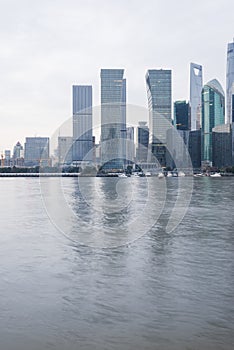 Landmarks of Shanghai with Huangpu river in China