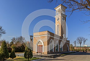 Landmarks of Tashkent, old chimes at sunset