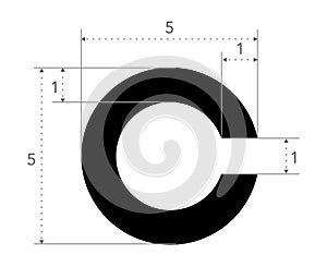 Landolt C Eye Test Chart broken ring medical illustration character symbol diagram. Japanese vision test line vector