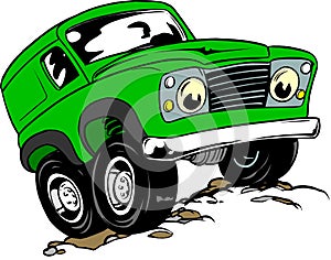 Cartoon style funny off road landrover jeep photo